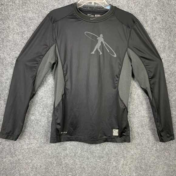 Nike ProCombat Long Sleeve Top Men Small Fitted Dri Fit Gray Baseball - Picture 1 of 12